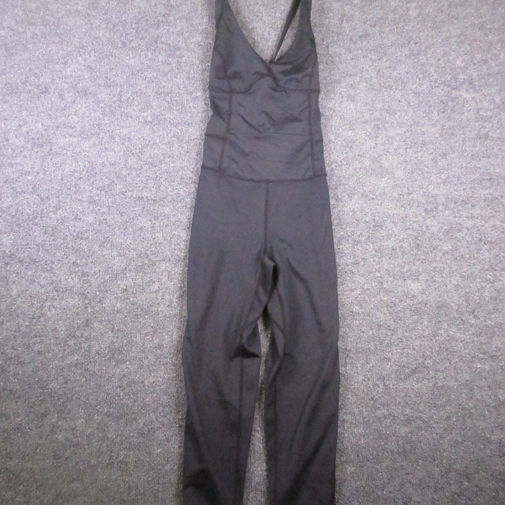 FP Movement Unitard Womens XS Black V Neck Strappy Back Yoga One Piece Athletic